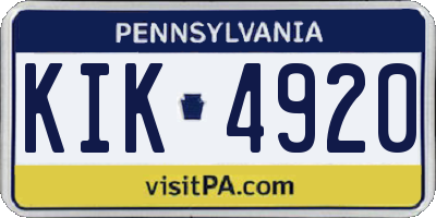 PA license plate KIK4920