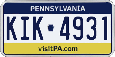 PA license plate KIK4931