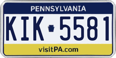 PA license plate KIK5581