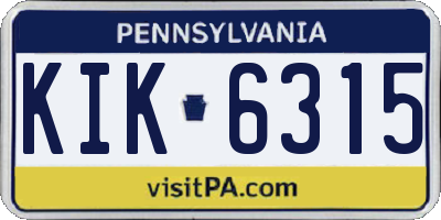 PA license plate KIK6315