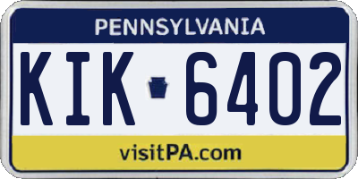 PA license plate KIK6402