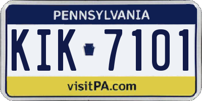 PA license plate KIK7101