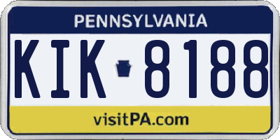 PA license plate KIK8188