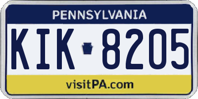 PA license plate KIK8205