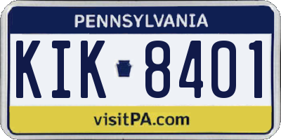PA license plate KIK8401