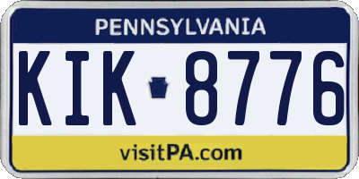 PA license plate KIK8776