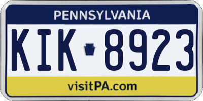 PA license plate KIK8923