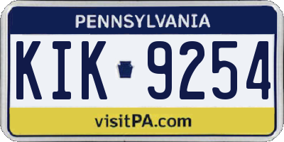 PA license plate KIK9254