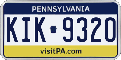 PA license plate KIK9320