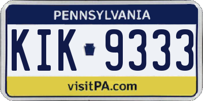 PA license plate KIK9333