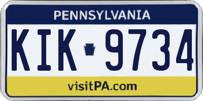 PA license plate KIK9734