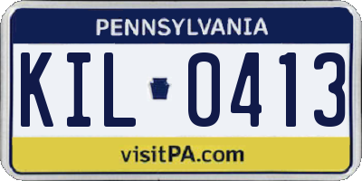 PA license plate KIL0413