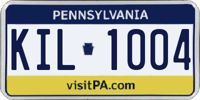 PA license plate KIL1004