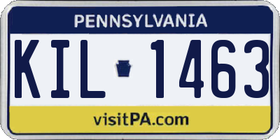 PA license plate KIL1463
