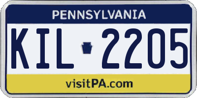 PA license plate KIL2205