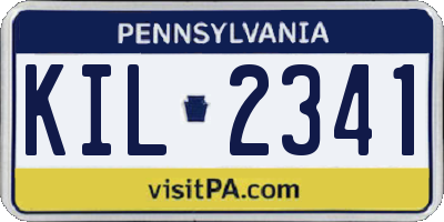 PA license plate KIL2341