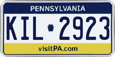 PA license plate KIL2923