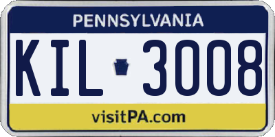 PA license plate KIL3008