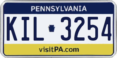 PA license plate KIL3254