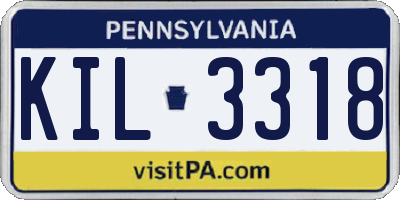 PA license plate KIL3318