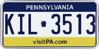 PA license plate KIL3513