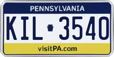 PA license plate KIL3540