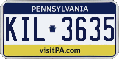 PA license plate KIL3635