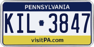 PA license plate KIL3847
