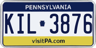 PA license plate KIL3876