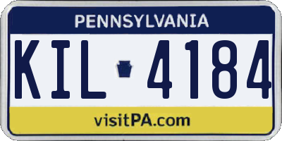 PA license plate KIL4184