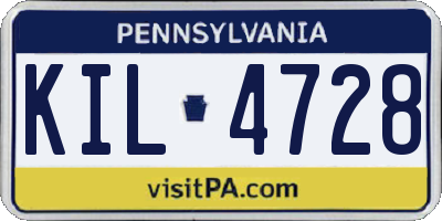 PA license plate KIL4728