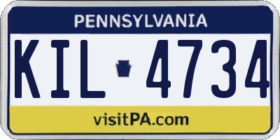 PA license plate KIL4734