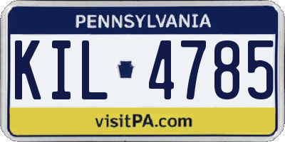 PA license plate KIL4785
