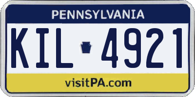 PA license plate KIL4921