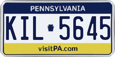 PA license plate KIL5645