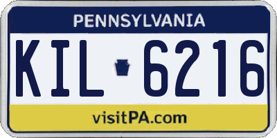 PA license plate KIL6216