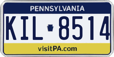 PA license plate KIL8514