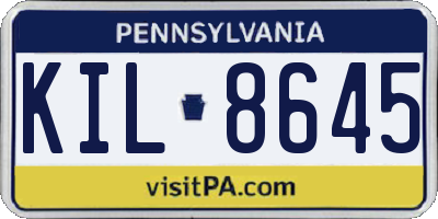 PA license plate KIL8645