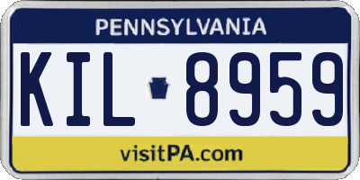 PA license plate KIL8959