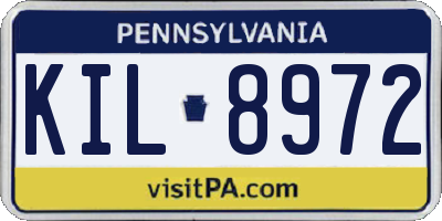 PA license plate KIL8972