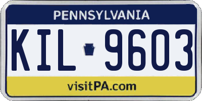 PA license plate KIL9603