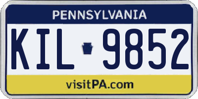 PA license plate KIL9852