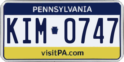 PA license plate KIM0747