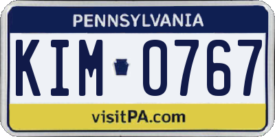 PA license plate KIM0767