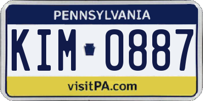 PA license plate KIM0887