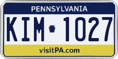 PA license plate KIM1027
