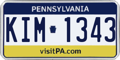 PA license plate KIM1343