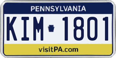 PA license plate KIM1801