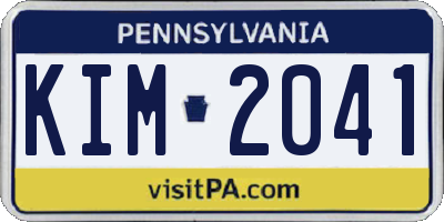 PA license plate KIM2041