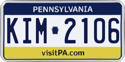 PA license plate KIM2106